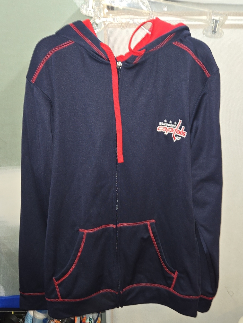 NHL Navy and Red Full-Zip Hoodie